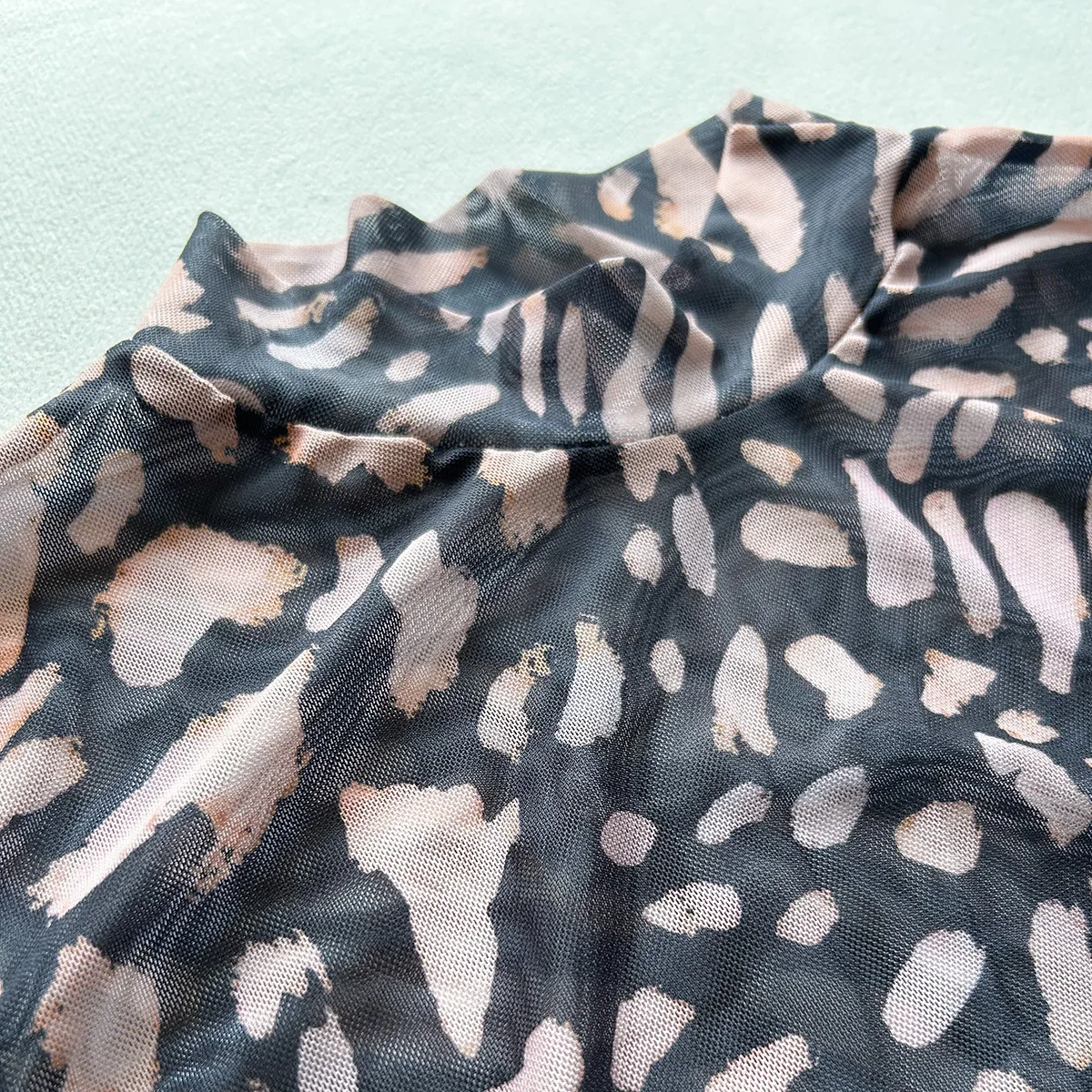 2023 rollkragen Sexy Sheer Print Leopard Bandage Frauen Kleid Langarm Mini Kleid Dame Frühling Schlank Elegante Party Club Kleid