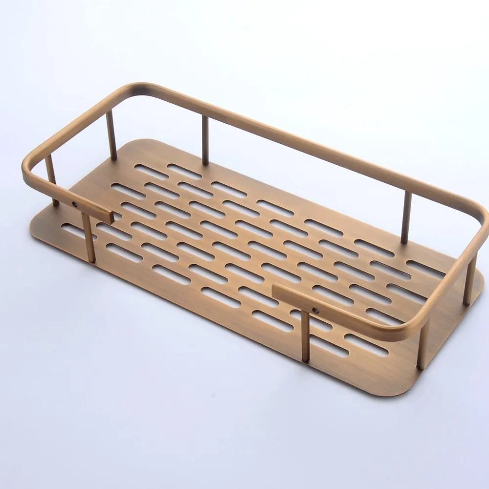 Vidric Bathroom Shelves Square Bath Shelf 2 Layer Holder Bath Shampoo Holder Bathroom Storage Antique Bronze Finished
