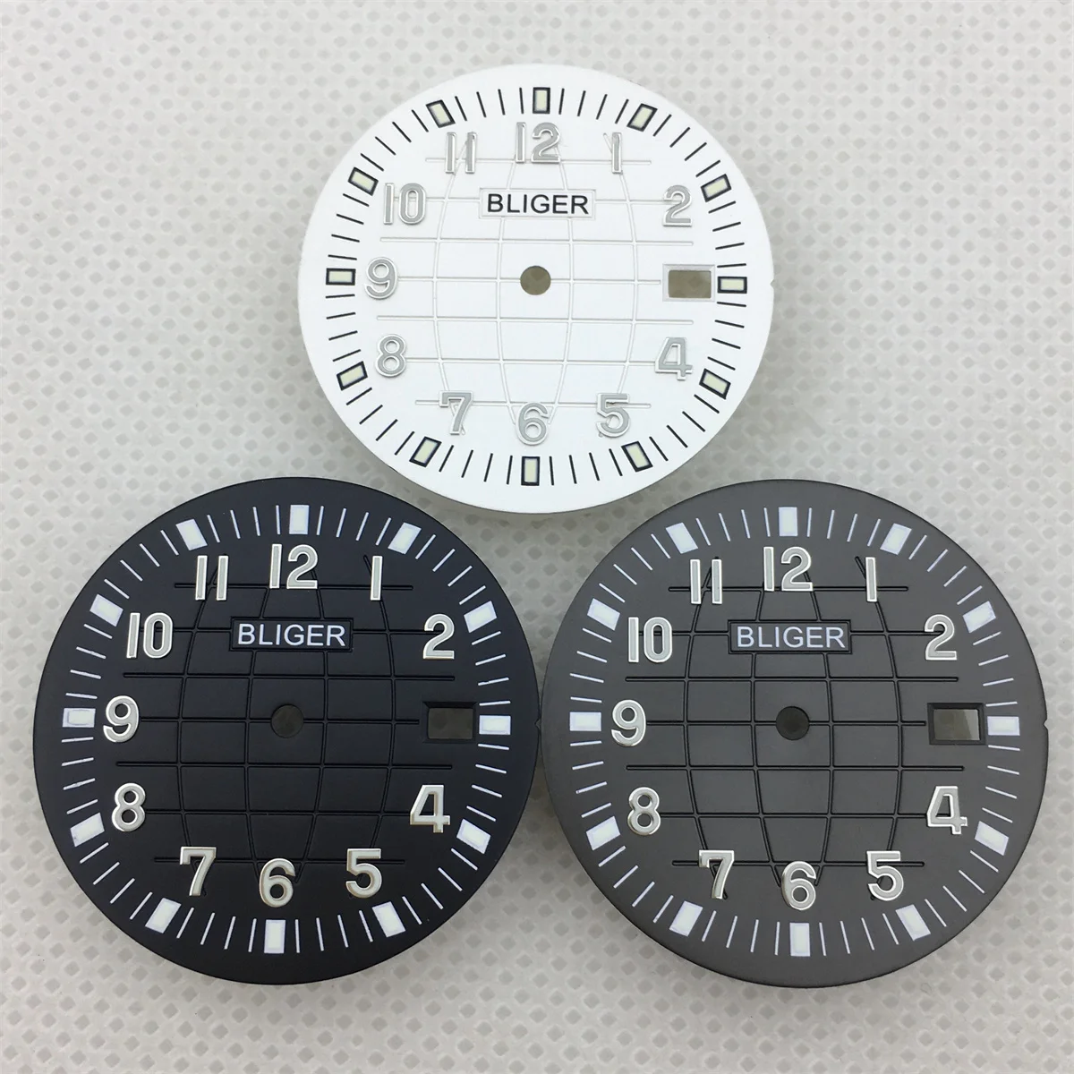 33mm watch dial Black blue green brown grey C3 luminous dial with NH35 movement watch parts