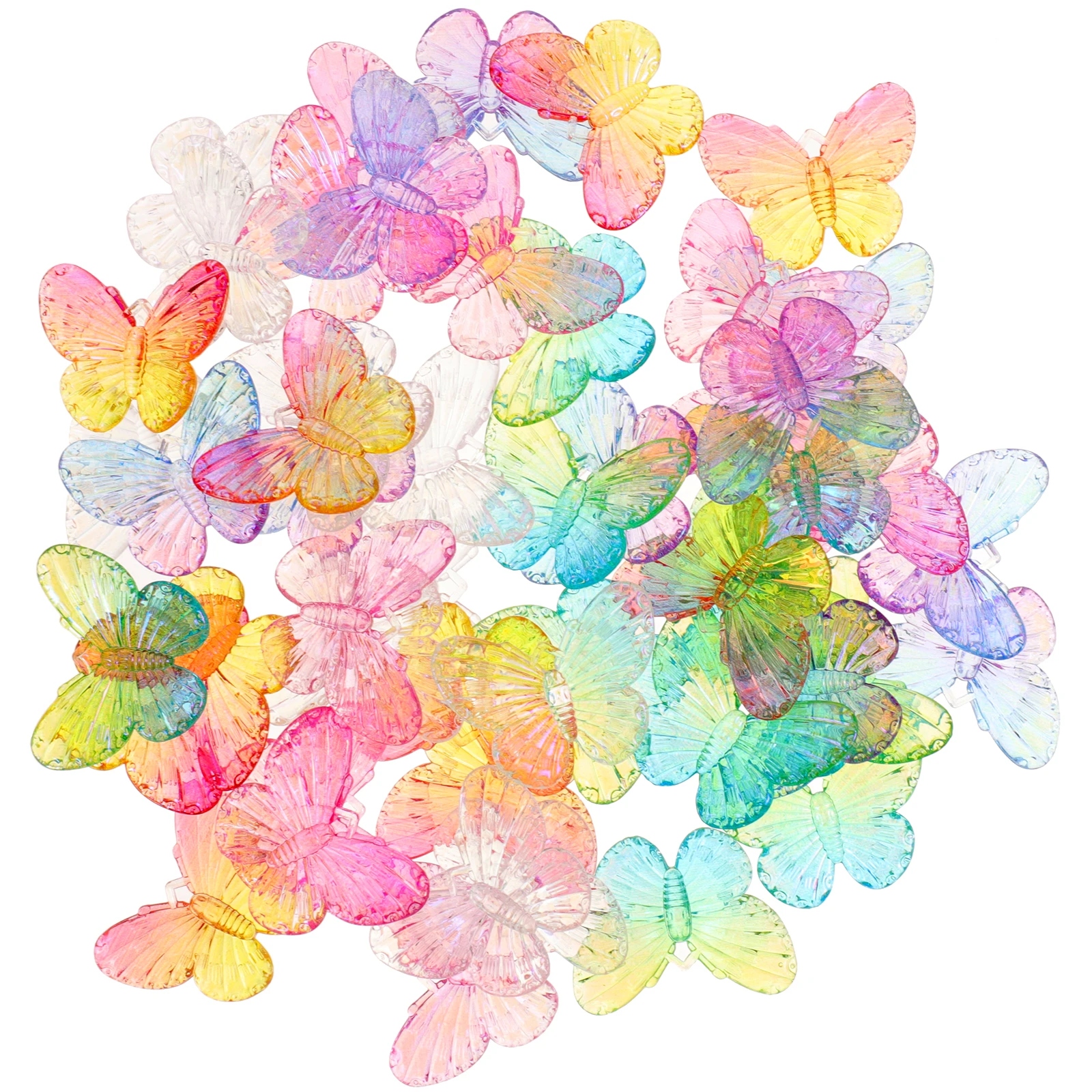 

50pcs Acrylic Butterfly Hair Accessories Craft Decorations Mini Butterflies Phone Case Decor Hairpin Material Bright Color