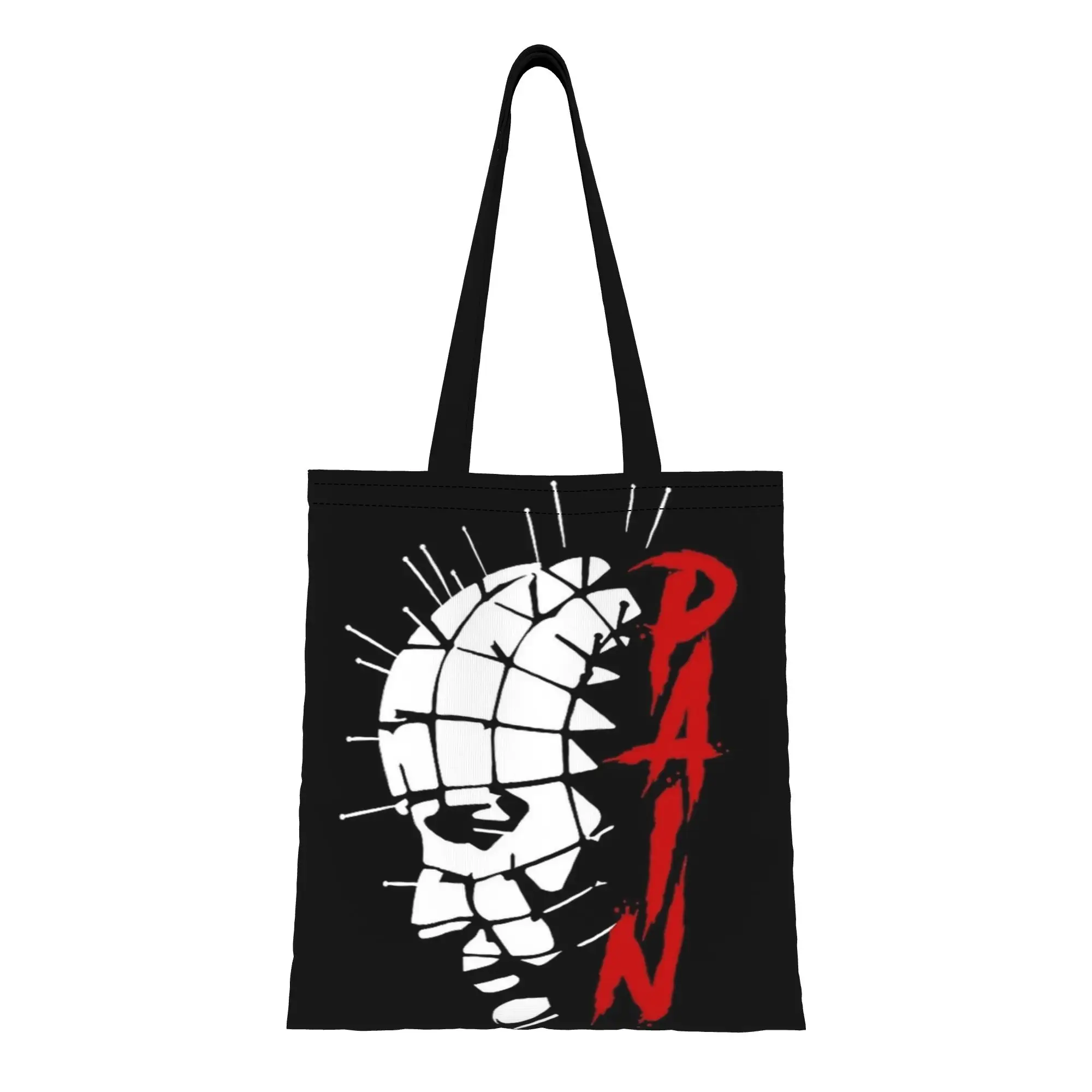 

Сумка-тоут из холщовой ткани с двойным слоем, многоразовая, с принтом Pinhead Cenobite Pain, на плечо/ручная