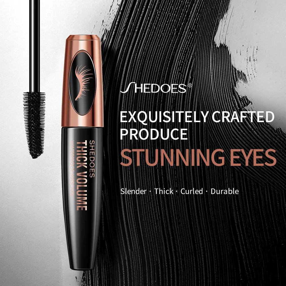 ชุดมาสคาร่าและอายไลเนอร์แบบน้ำ 4D กันน้ำ เครื่องสำอางสำหรับแต่งตา อายไลเนอร์หนา งอนงาม มาสคาร่า ดินสอเขียนคิ้ว แต่งหน้าตา