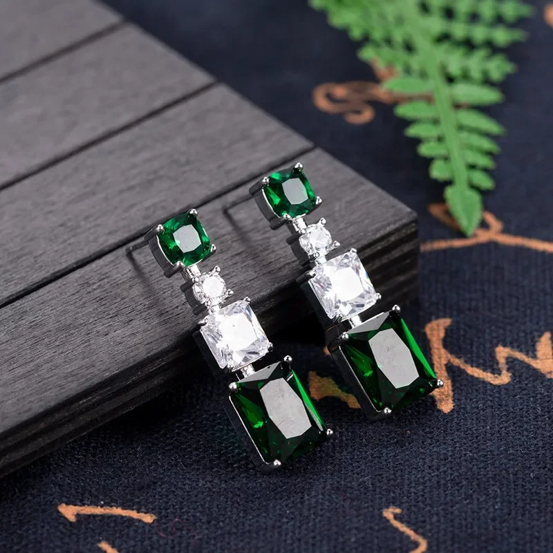 DIWENFU-pendientes de gota de Esmeralda de Plata de Ley 925 auténtica para Mujer, Aros finos para Mujer, Oreja, Topacio verde, Bizuteria, Garnet Orecchini