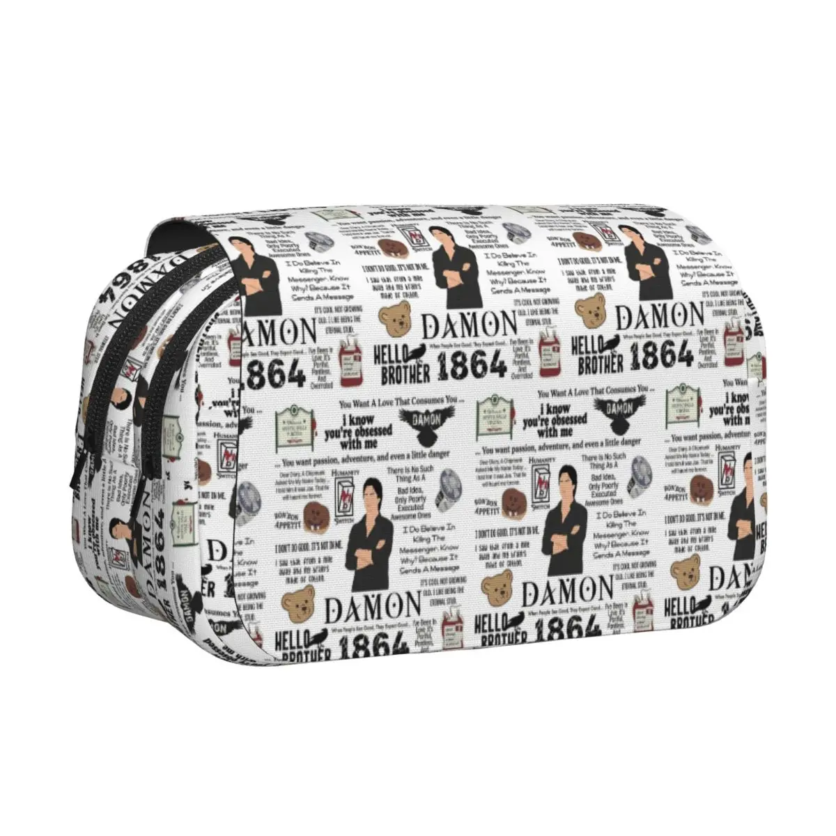 The Vampire Diaries Damon Salvatore TV Series Pencil Cases Pen Holder Hard Shell Leather Pen Box Pencil Bag for Students School