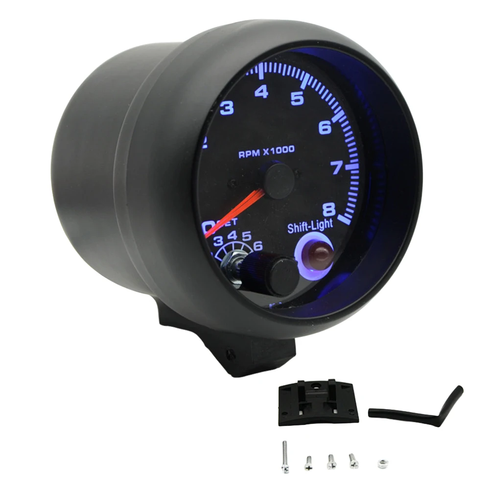 12V Car Tachometer Engine Speed Gauge with Shift Lamp Compatible with 4 6 and 8 Cylinder Engines for Automotive Dashboard