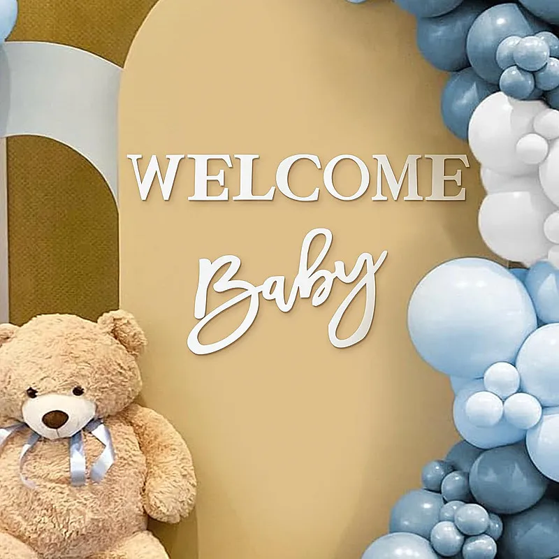 

Welcome Baby Sign for Baby Shower Backdrop White Felt Letter Gender Reveal Sign for Boy Girl 1st Birthday Party Arch Decor Wall