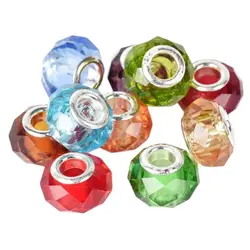 Abalorios europeos facetados Rondelle de 5 piezas y 14mm, cuentas sueltas de vidrio para fabricación de joyas, pulsera artesanal
