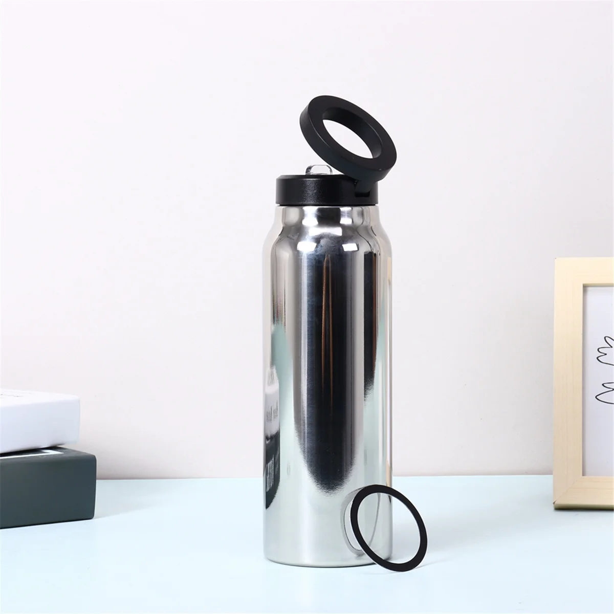 Silver 720ML Kettle Magnetic Suction Mobile Phone Holder Water 04 Stainless Steel Cup Car Kettle