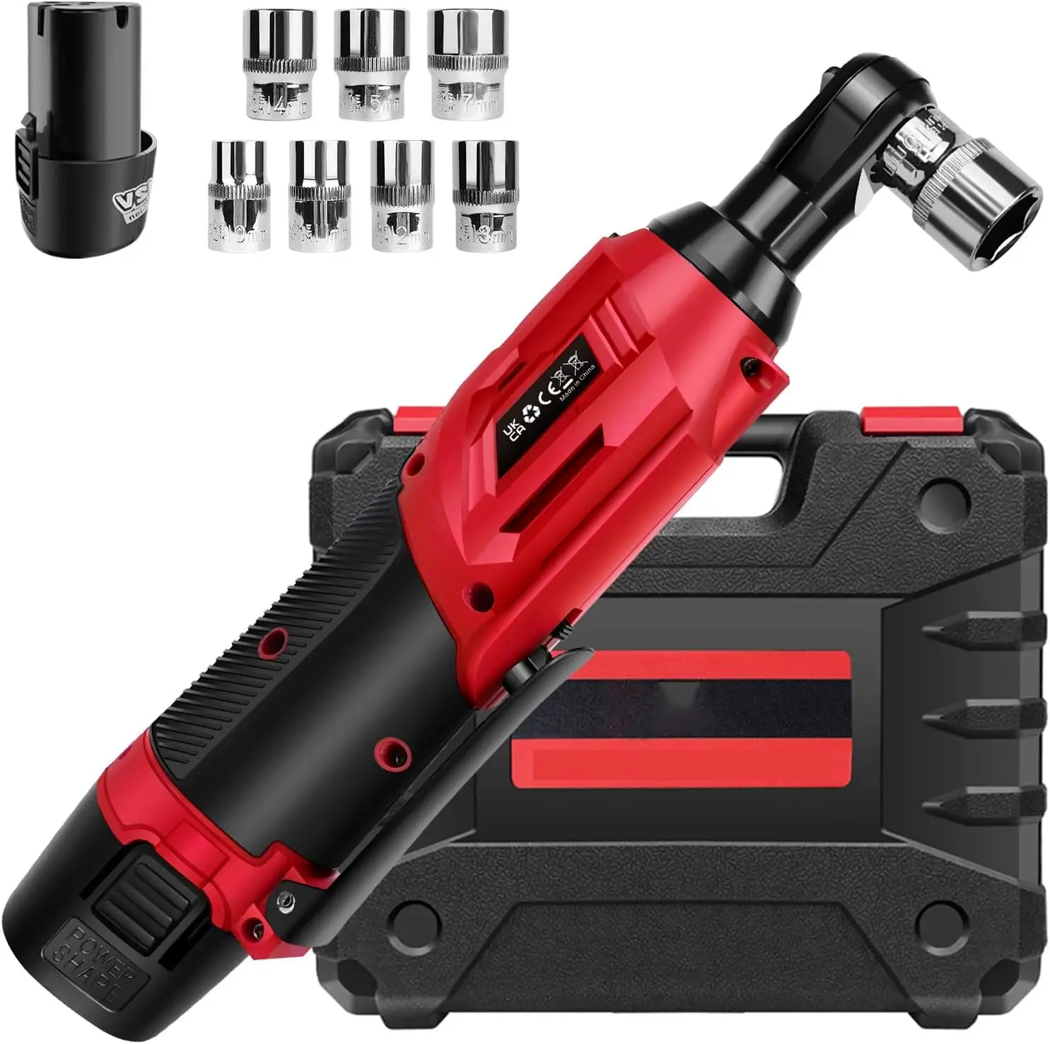 Cordless Ratchet Wrench Set with 2pcs 1500mAh Batteries, Lightweight 3/8 Inch Electric Ratchet Wrench, 40N.m, 7 Sockets,