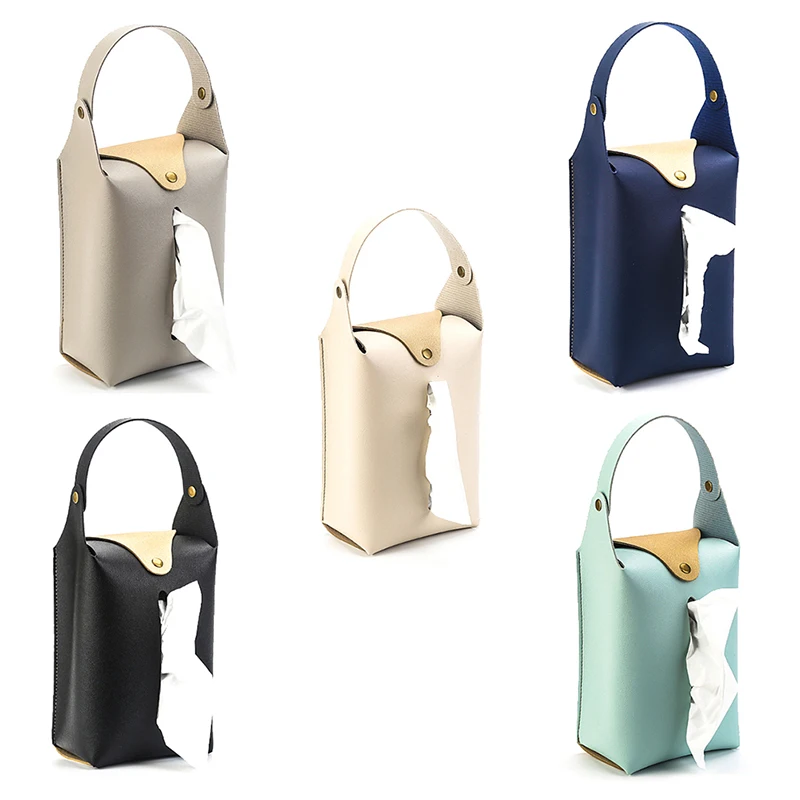 Car Headrest Tissue Holder Leather Paper Towel Storage Bag Family Trip Organizer Decor Vehicle Decoration Tissue Case