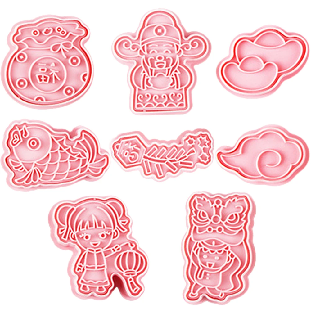 

New Year Cookie Mold Biscuit Baking Stamps 3D Dessert Making Tool Reusable Chocolate Gummies Mold Festival Party Supplies Carved