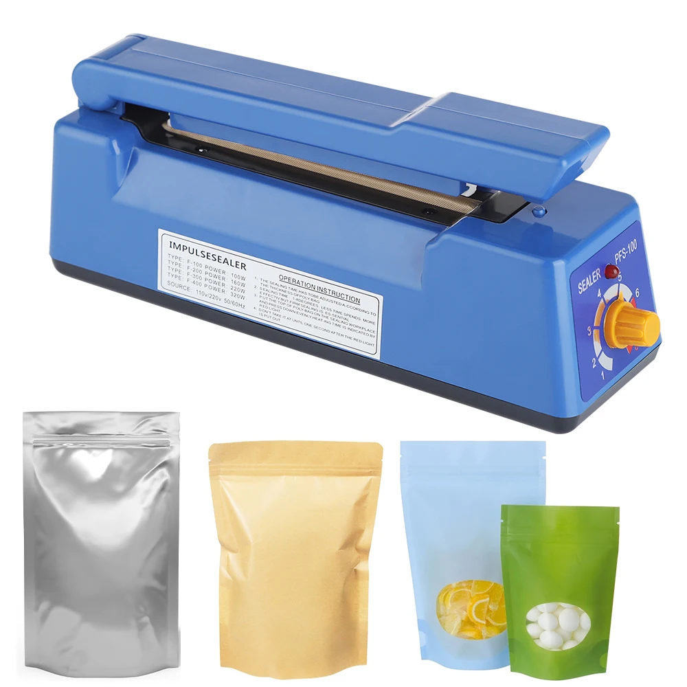 100/200mm Manual Heat Seal Machine Household Impulse Vacuum Sealing Food Meat Sealer Plastic Bags For Home Kitchen Storage