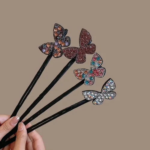 Imagen 2 del producto Fabricante de moños de pelo de mariposa coreana para mujer, herramienta para trenzar el cabello DIY, horquillas, pinzas para el cabello retorcidas, herramientas de estilismo para niñas, accesorios negros 2025