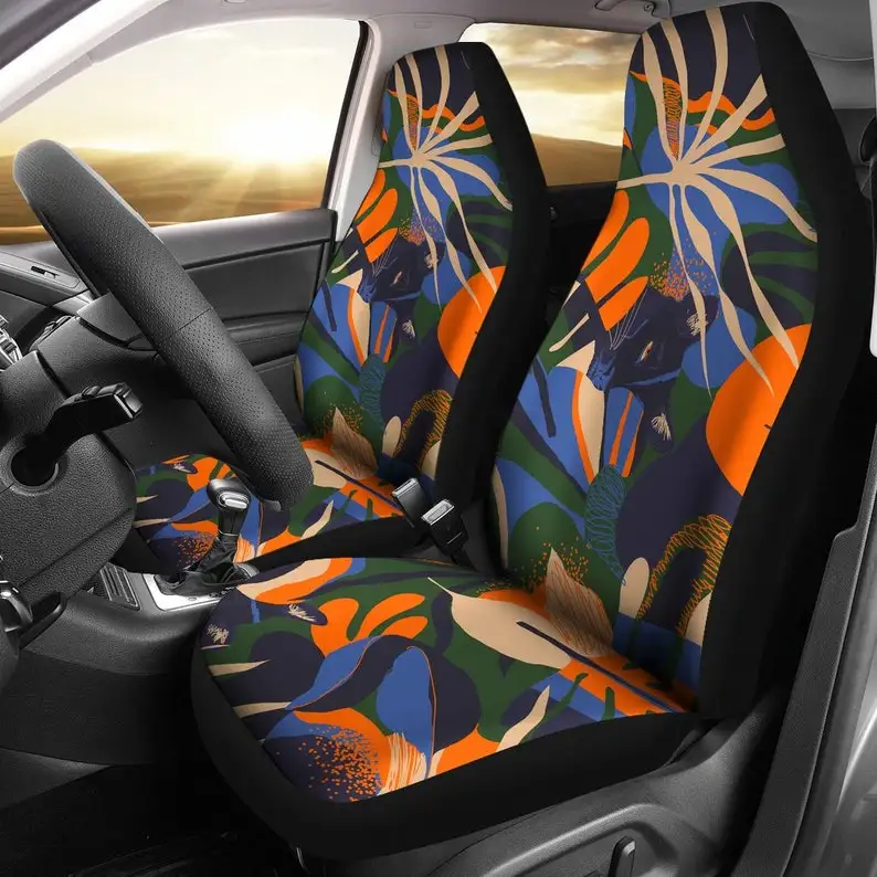 

Colorful Orange Purple Blue Floral Abstract Art Car Seat Covers Pair, 2 Front Seat Covers, Car Seat Protector, Car Accessories