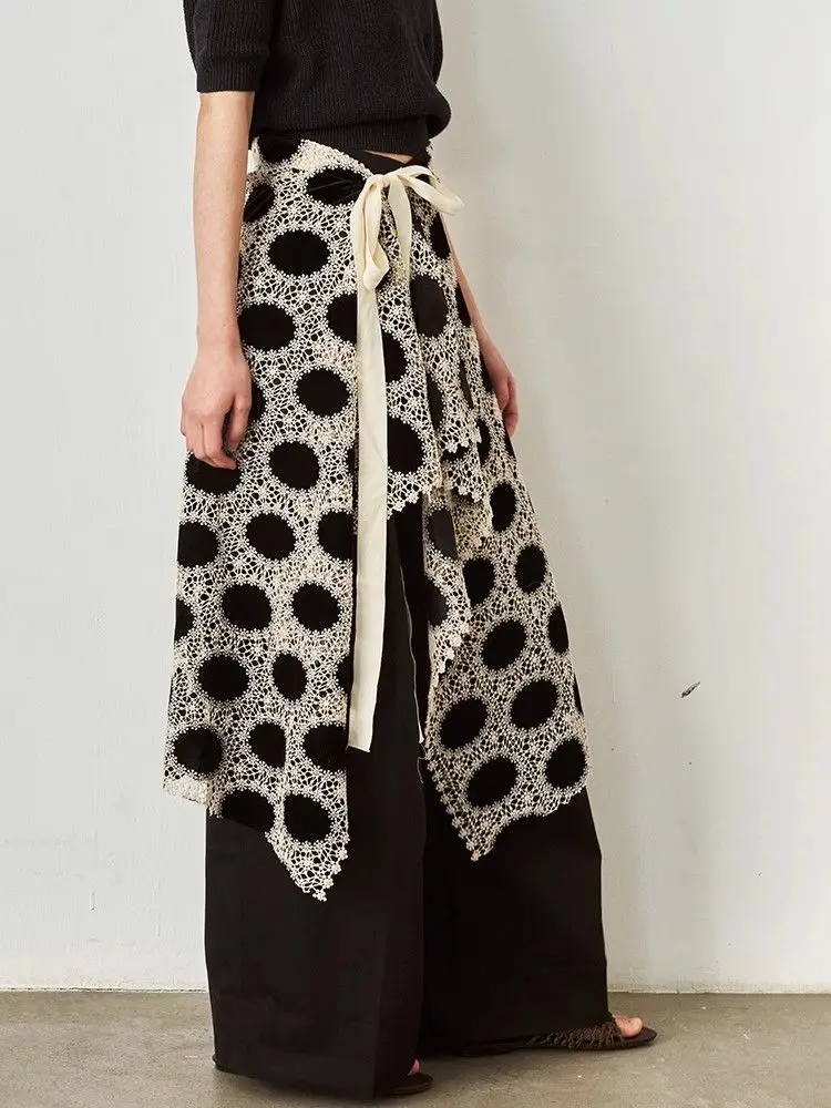 

Lace Polka Dot Half Skirt Apron Cover-Up Layered Wearable Comfortable Half Skirt