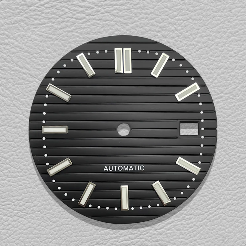 NH35 dial, 30.5mm Nautilus dial, S logo, green luminous, suitable for NH35/NH36 movements, watch dial modification accessory.