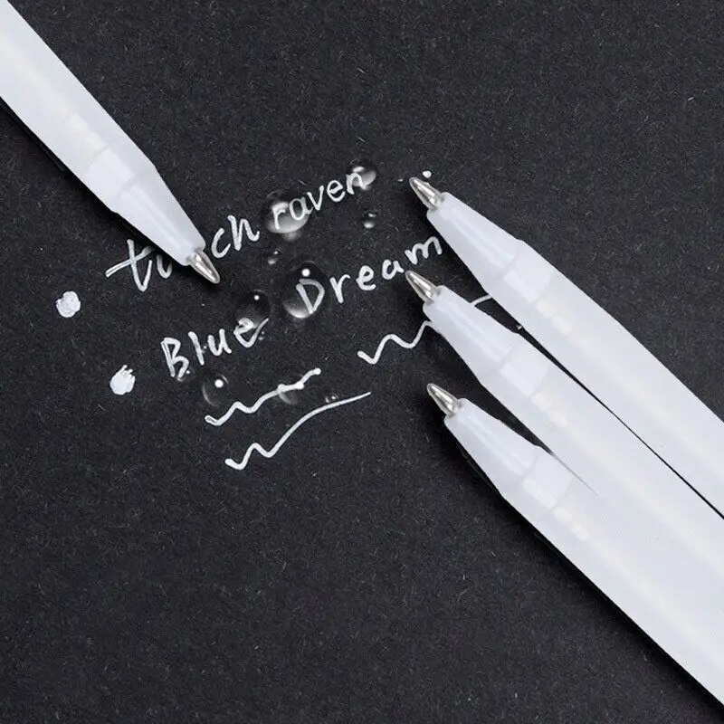 3/5 قطعة/10 قطعة مجموعة 0.8 مللي متر تسليط الضوء على قلم تحديد الحبر الأبيض هلام القلم للرسم الفن توريد رسم قلم جاف للرسم #3