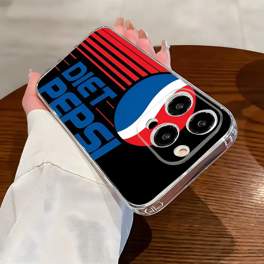 Funda para Teléfono P-Pepsi-S para iPhone 17 Air 16 E 15 14 13 12 Mini 11 Pro Max, Antideslizante, Transparente