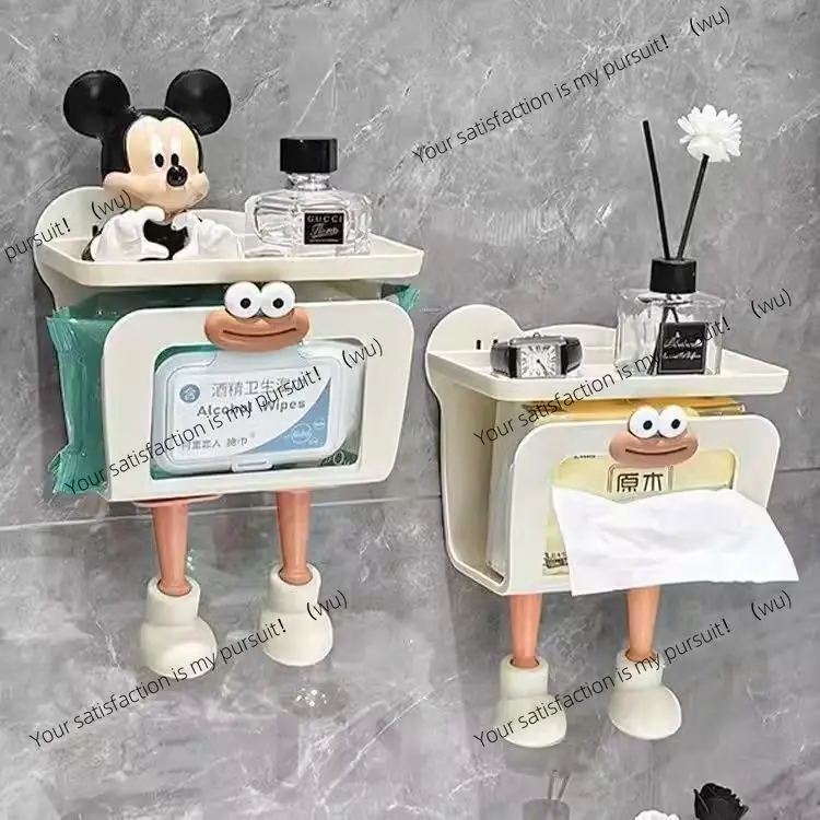 Dormitory desktop tissue box, toilet wall-mounted non-punching roll paper toilet paper drawing shelf,light luxury and high value
