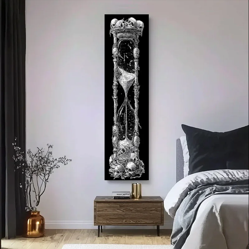 Tapestry Custom Tapestry Anime 1Pc Skull Hourglass Time Passing Tapestry, Wall Hanging Meditation Yoga Mat Polyester Flower