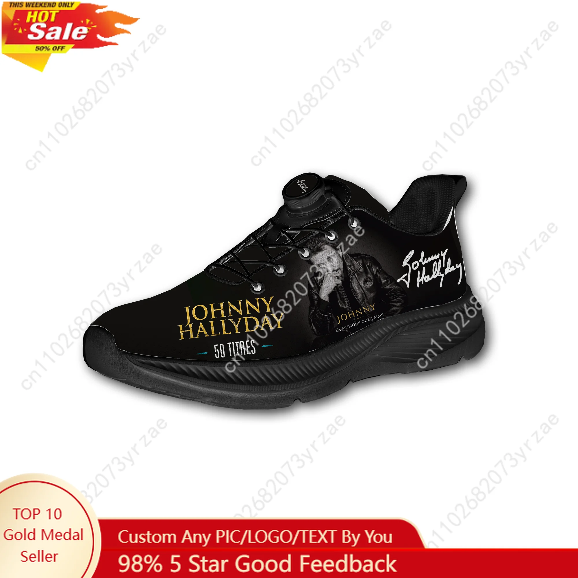 

Johnny Hallyday Sneakers Mens Womens Walking Shoes Laceless Rotating Button Sports Shoe Fashion Lightweight Custom Made Sneaker