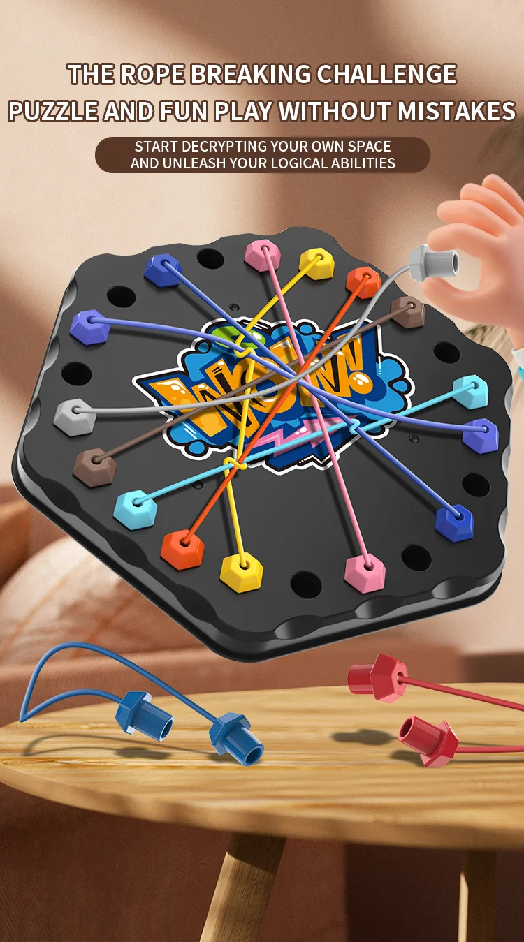 Kinder Puzzle Brettspiel Entwirren Seil Knoten Herausforderung Soziale Party Eltern-Kind-Aktivitäten Geknotetes Seil Lernspielzeug – Detail 1