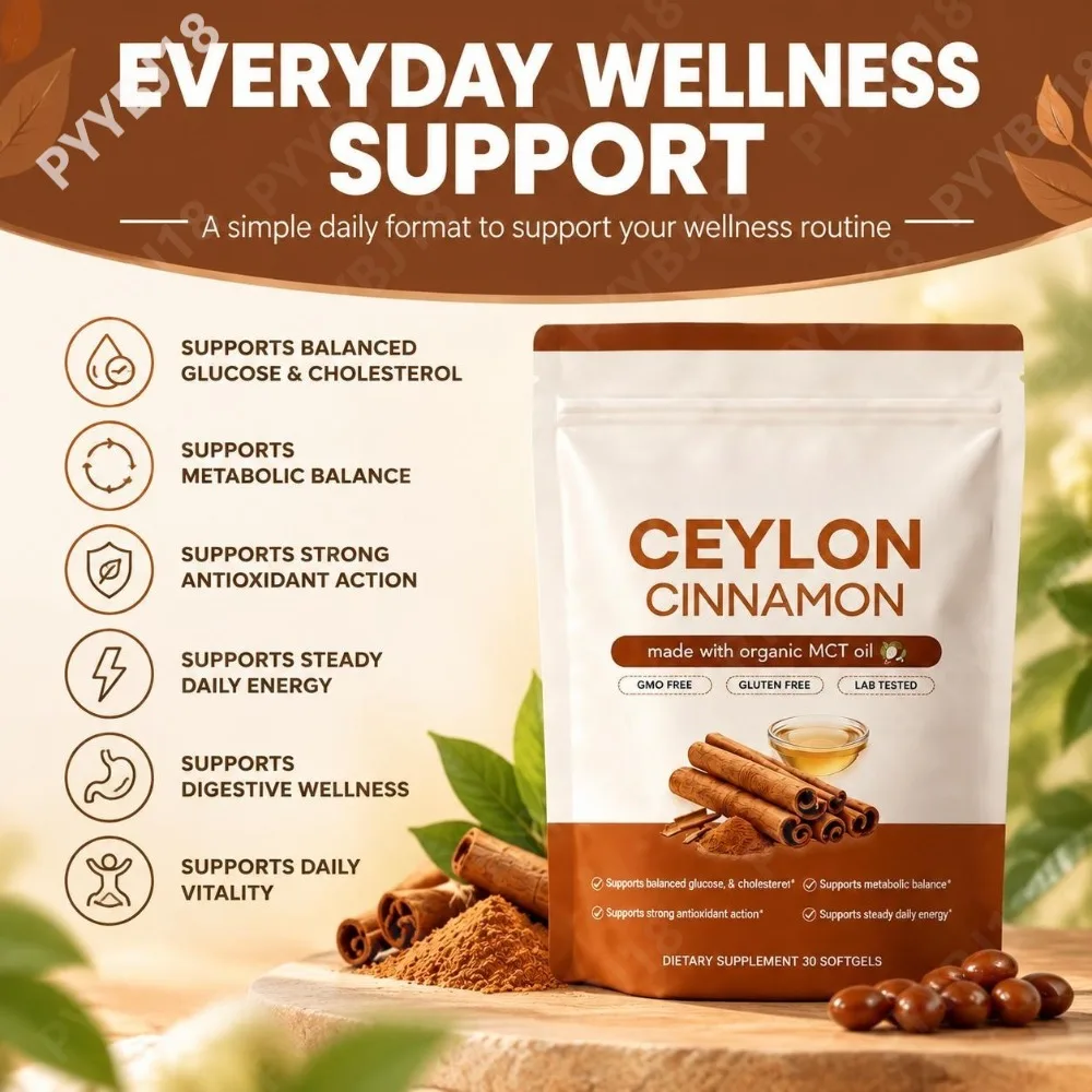 Ceylon Cinnamon Softgels with MCT Oil Supports Balanced Glucose & Cholesterol, Metabolic Balance & Antioxidant Action 30 Count