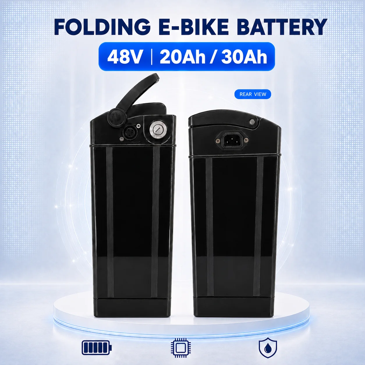 48V 20Ah 30Ah E-Bike Battery Pack 21700 Li-ion Smart BMS IP65 with Charger Mounting Kit for Folding Electric Bike