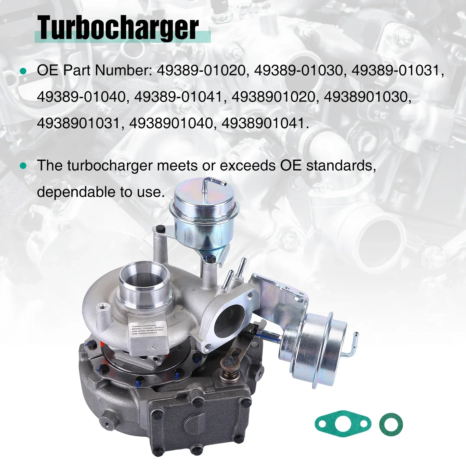 Turbocharger TD04HL Compatible for 2007-2012 Acura RDX 2.3L 49389-01043
