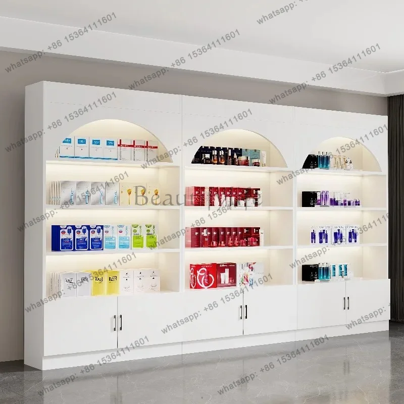 LJY Nordic Creative Cosmetics Display Cabinet and Rack Modern Beauty Salon Display Cabinet Nail Salon Shelf Office Furniture