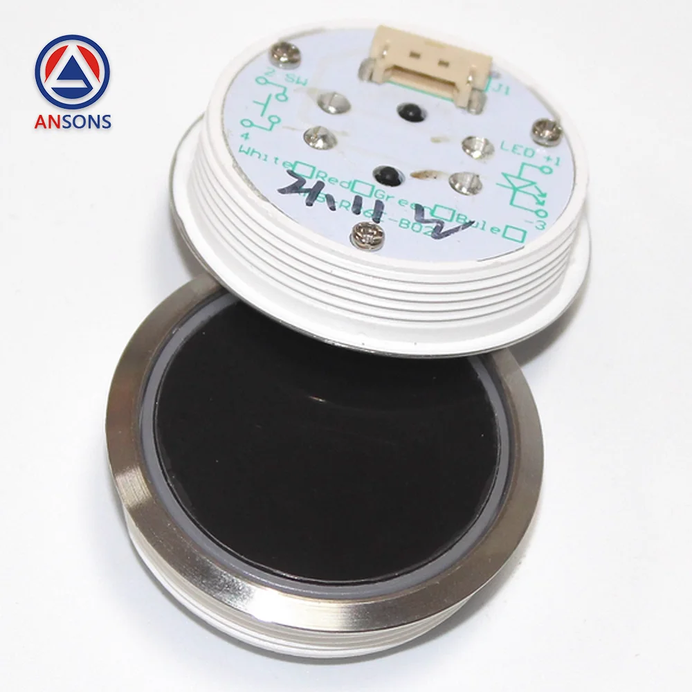 BR36E XHB-R36E-B02 OTIS Elevator Button Black / Silver Surface Smooth White Light Ansons Elevator Spare Parts