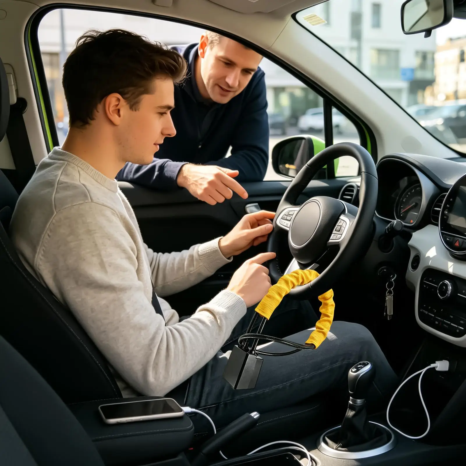 Steering Wheel Lock Universal Anti Theft Device With 2 Keys Car Theft Device For Vehicle Truck Van Golf Cart Trailer Auto