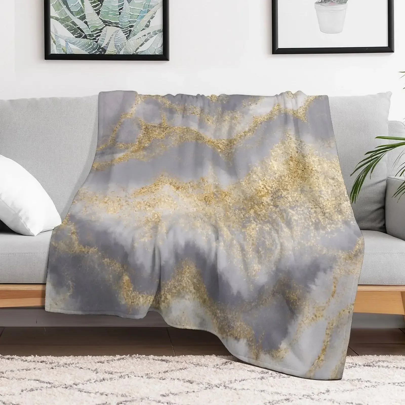 White Geode on Winter Grey Throw Blanket Softest Bed Fashionable Blankets