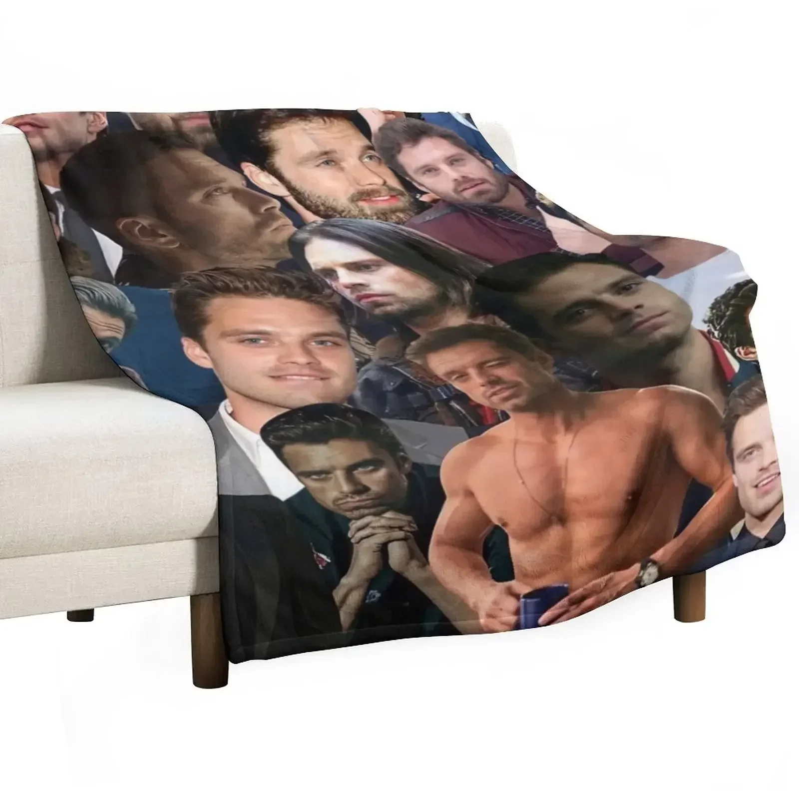 

Sebastian Stan photo collage Throw Blanket christmas decoration Travel warm winter Blankets