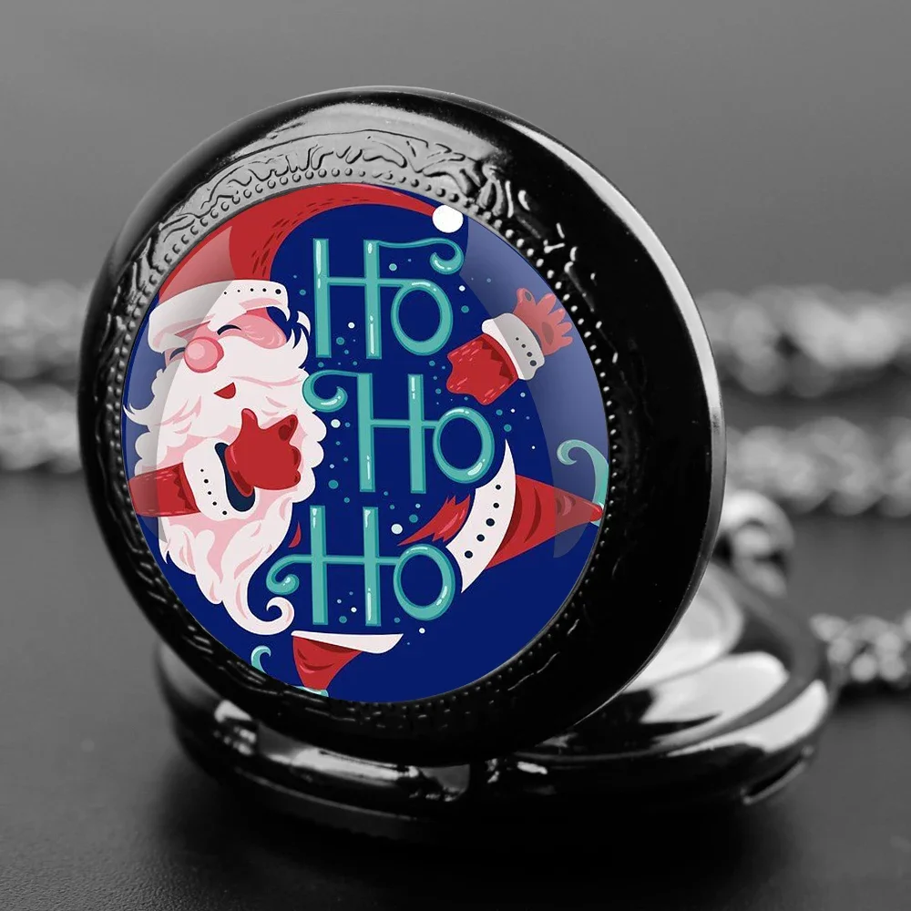 ساعة جيب كوارتز مصنوعة يدويًا على شكل قبة زجاجية - سلسلة متينة، قرص أرقام عربية، هدية عيد الميلاد غير عادية للرجال والأطفال #3