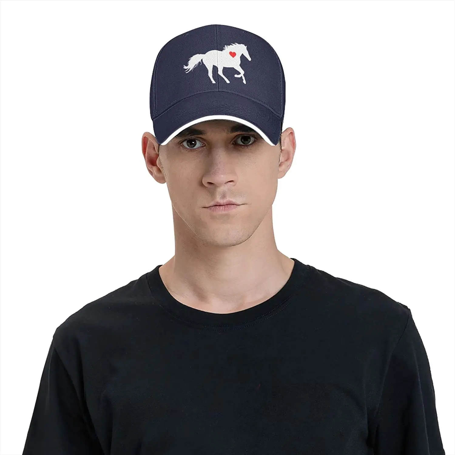 Unisex Running Horse com Heart Heart Baseball Cap, ajustável Hunting Cap, homens e mulheres, Kpop