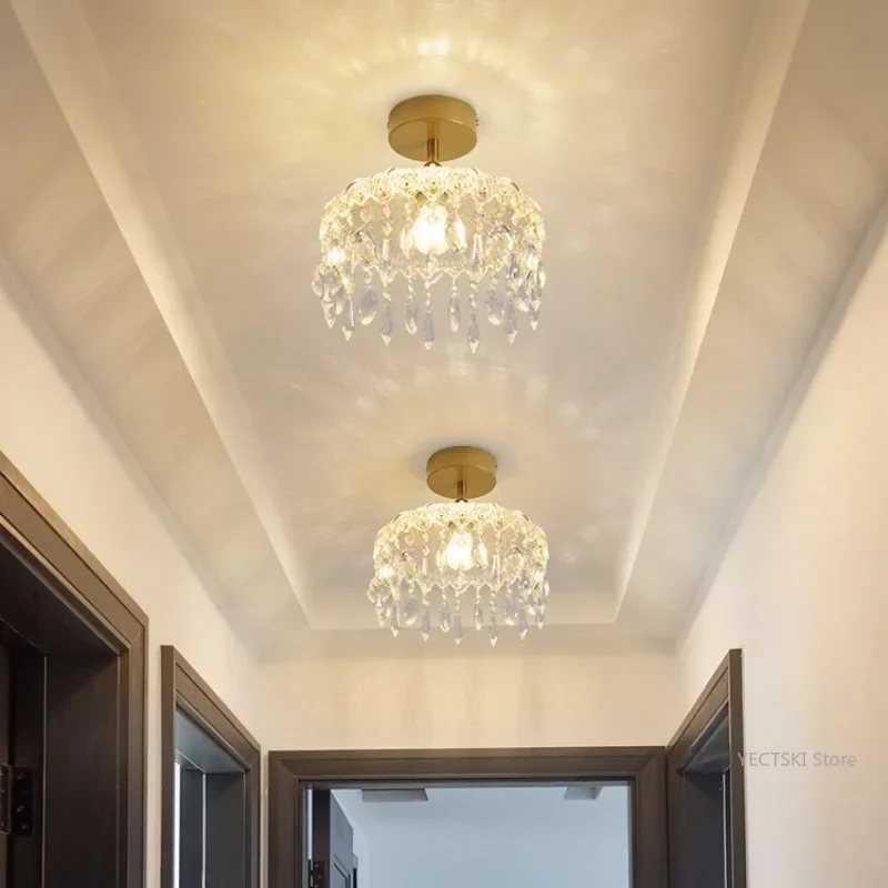 

GHJUYIOL Light luxury crystal entrance foyer small pendant light, entrance hallway corridor corridor light