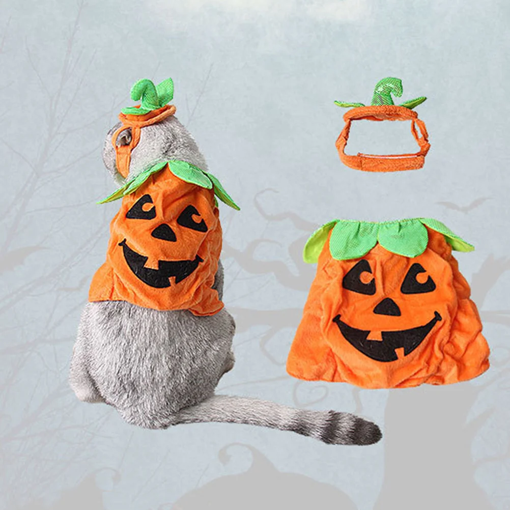 Halloween Pumpkin Three-dimensional Costume Suits Pet Clothes Supplies for Halloween Party Carnival (Orange)