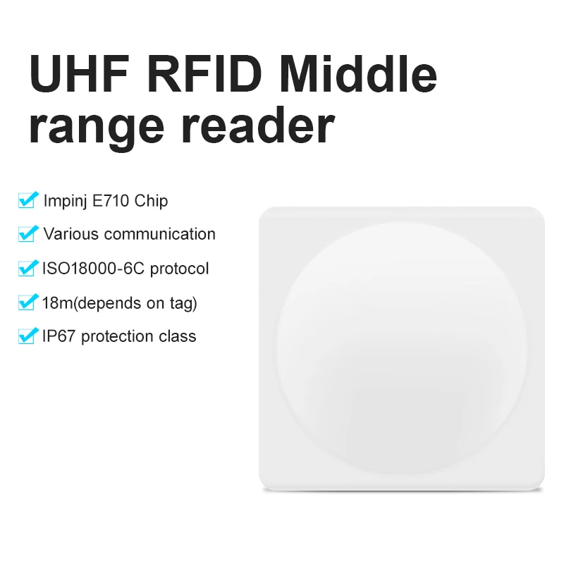 E710 18m RS232 RS485 TCP/IP Relay RFID Card Reader Built-in 9dbi Circular Antenna Provide Free SDK  Warehouse Management