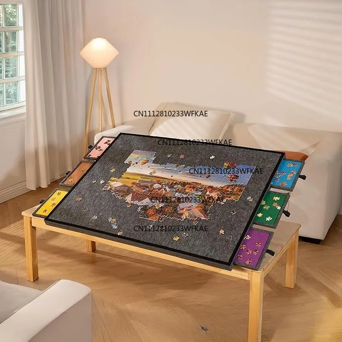 New felt puzzle board 2000 pieces, folding classification 6 drawers convenient