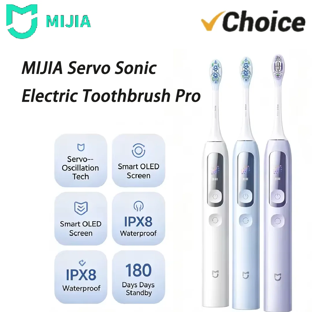 2026 MIJIA Servo Electric Toothbrush Pro Smart Color Screen 60° Sweep Vibrate IPX8 Waterproof 180Day Battery 5 Modes Care CN