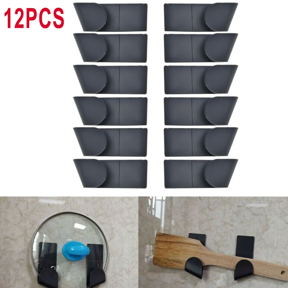 12Pcs Wall-Mounted Pot Pan Lid Storage Holder Home Kitchen Utensils Organization Pot Cover Rack Kitchen Storage Tool