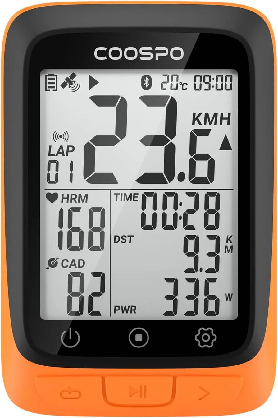 Nulkomma Bike Computer Cycling  Tracker with Bluetooth/ANT+, Waterproof Bicycle Computer Speedometer with, 2.4 inch LCD Display
