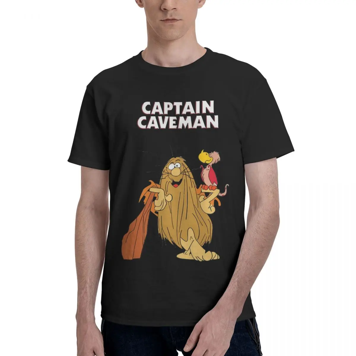 2023 New Vintage Cartoon T-Shirt 100% Cotton Captain Caveman Cavey Fashion TShirt