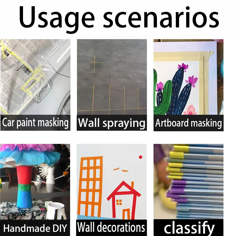 O papel de mascaramento azul é resistente a altas temperaturas e não résíduo de cola e papel washi rasgado à mão é desenhado por estudantes de arte