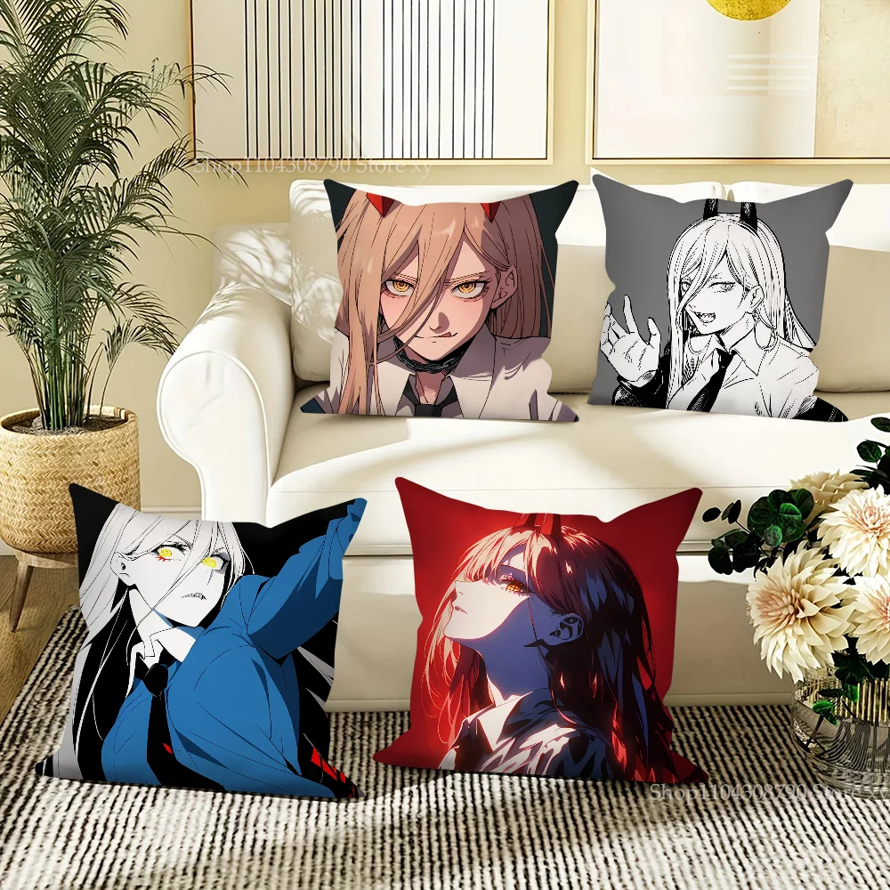 

Power Animation Chainsaw Man Pillow Case SquarePillow Bedroom Sofa Leisure Comfort Cushion Car Living Room Home Decoration 40X40