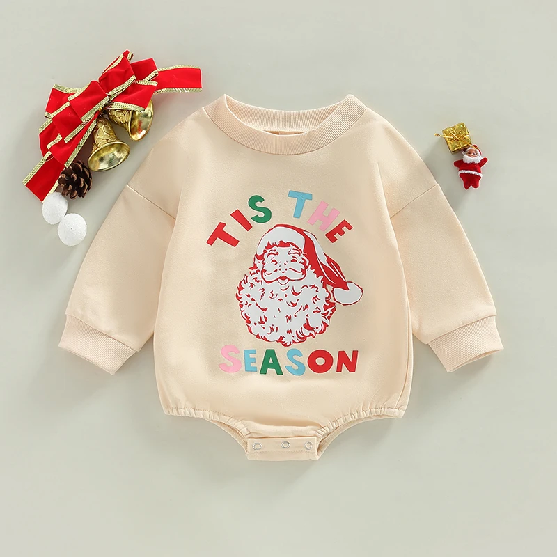 

Christmas Newborn Baby Boys Jumpsuits Reindeer Snowflake Print Long Sleeves Romper for Infant Toddler in Red