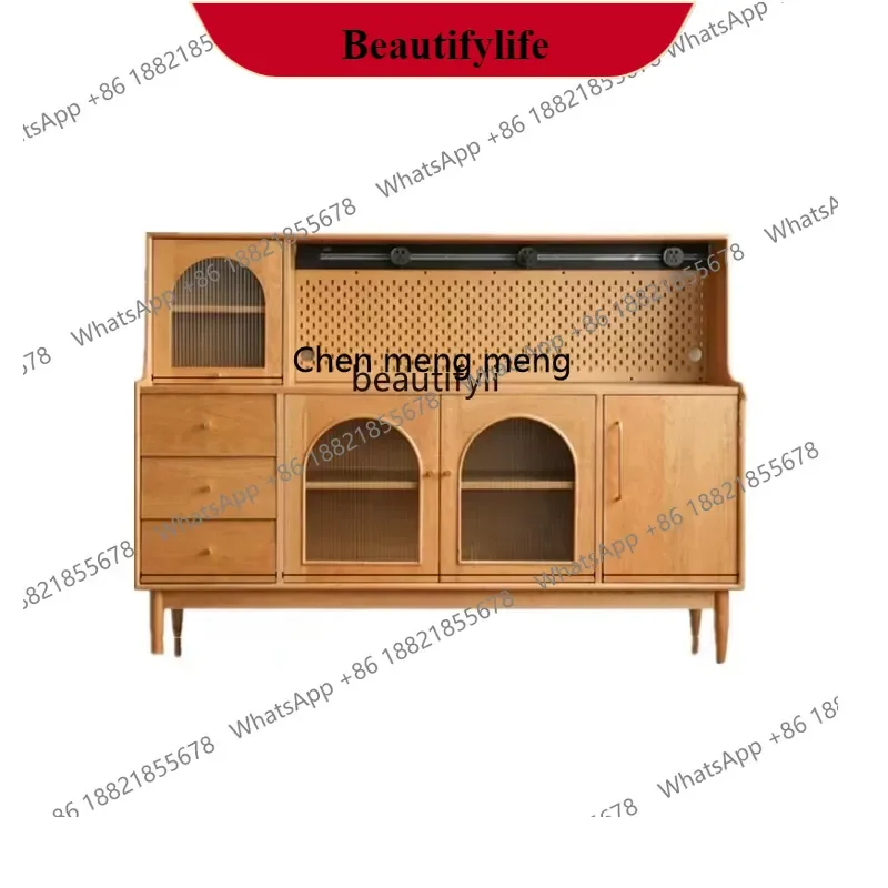 G153 Nordic High Sideboard Cabinet Small Apartment Solid Wood Tea Cabinet Wall-Mounted Restaurant Storage Middle-Ancien Entrance