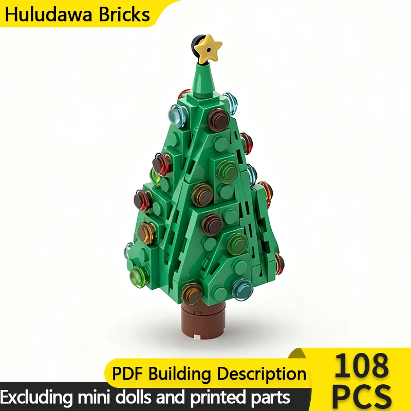 

City Street View Model MOC Building Bricks Simple Christmas Tree Modular Technology Children Holiday Gifts Assemble Toys Suit