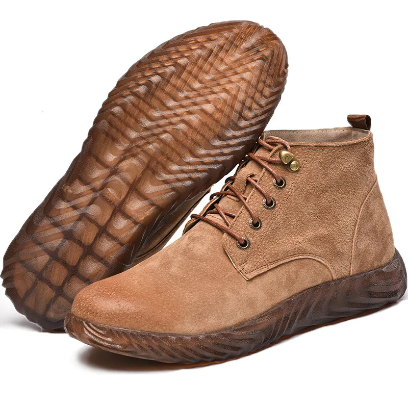 Mens Work Boots 2026 Fashion Outdoor Steel Toe Cow Leather Steel Toe Shoes Men Anti Slip Puncture Proof Safety Shoes Boot Man
